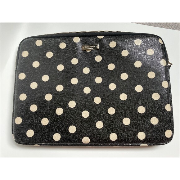 kate spade Handbags - Kate Spade New York Laptop Ipad Tablet Case Bag Black Polka Dots Padded Zip